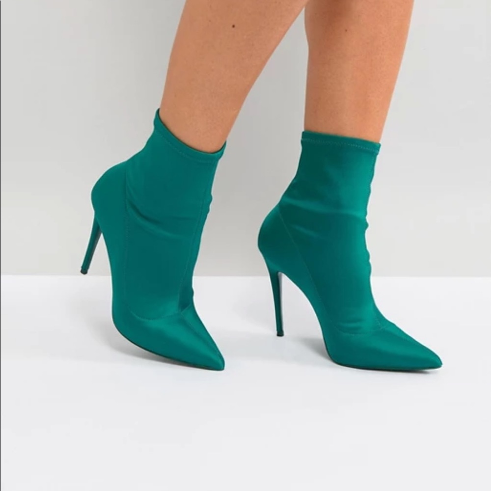 ALDO Cirelle Stiletto Sock Booties Green Size 9
